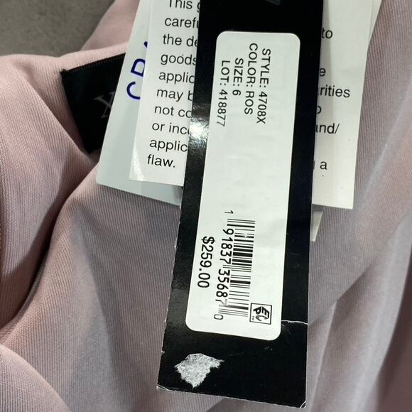 XSCAPE Women's Blush Pink Off-The-Shoulder Sweetheart Neck Ruched Gown SZ 6 - Picture 12 of 14